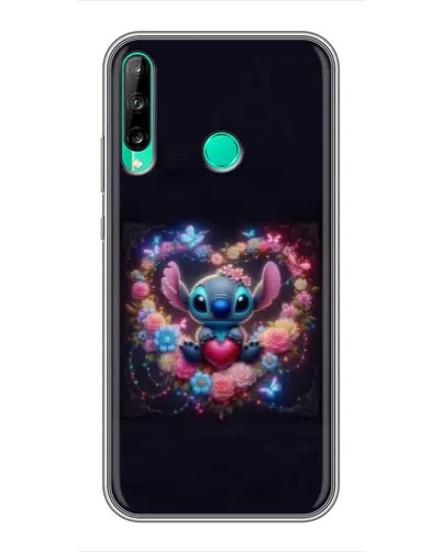 Чехол для Huawei P40 Lite e с картинкой «Stitch в цветах»