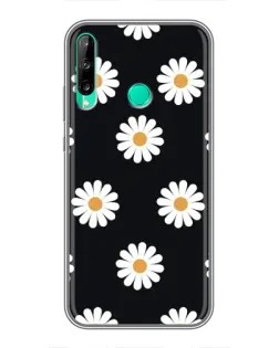 Чехол для Huawei P40 Lite e с картинкой «Ромашки на черном»