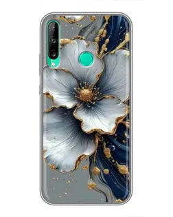Чехол для Huawei P40 Lite e с картинкой «Белый цветок и золотой флюид»