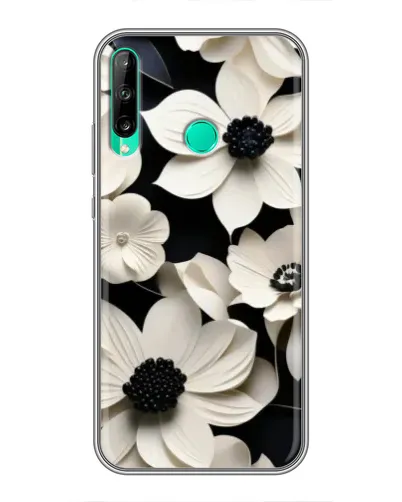 Чехол для Huawei P40 Lite e с картинкой «Объемные белые цветы»