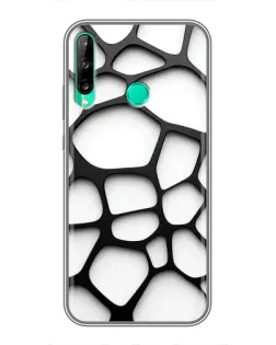 Чехол для Huawei P40 Lite e с картинкой «Белая объемная сетка»
