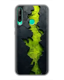 Чехол для Huawei P40 Lite e с картинкой «Салатовый разлом скалы»