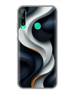 Чехол для Huawei P40 Lite e с картинкой «Объемные черно-белые ленты»