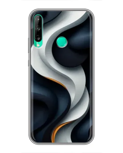 Чехол для Huawei P40 Lite e с картинкой «Объемные черно-белые ленты»