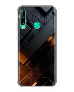 Чехол для Huawei P40 Lite e с картинкой «Черные геометрические блоки»