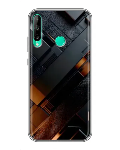 Чехол для Huawei P40 Lite e с картинкой «Черные геометрические блоки»