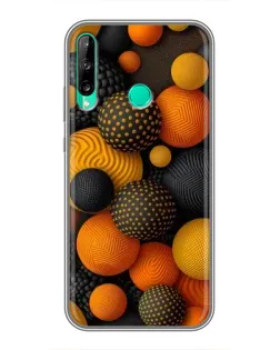 Чехол для Huawei P40 Lite e с картинкой «Объемные оранжевые сферы»
