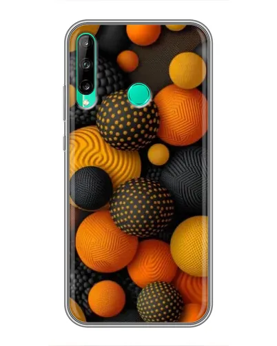 Чехол для Huawei P40 Lite e с картинкой «Объемные оранжевые сферы»