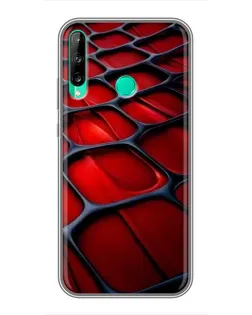 Чехол для Huawei P40 Lite e с картинкой «Красная глянцевая сетка»