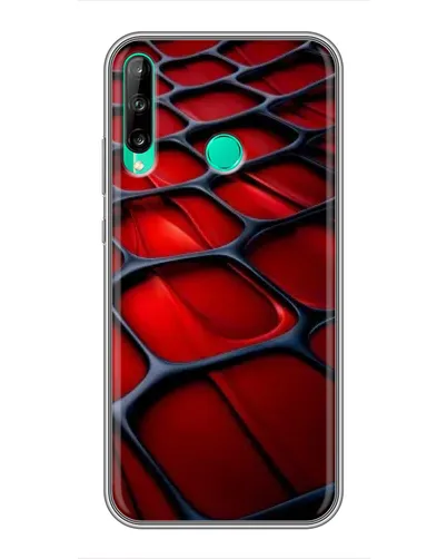 Чехол для Huawei P40 Lite e с картинкой «Красная глянцевая сетка»