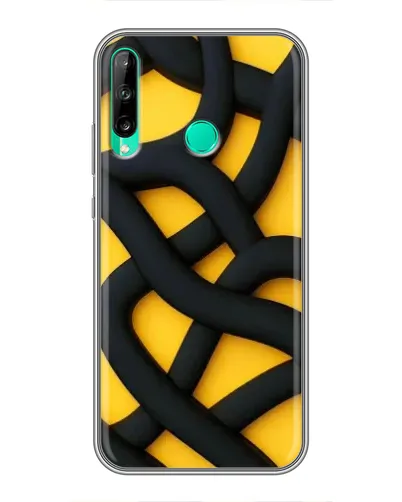 Чехол для Huawei P40 Lite e с картинкой «Черное желтое переплетение»