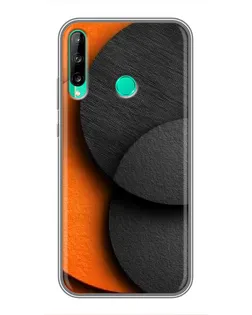 Чехол для Huawei P40 Lite e с картинкой «Геометрия оранжевых кругов»
