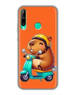Чехол для Huawei P40 Lite e с картинкой «Капибара на скутере»