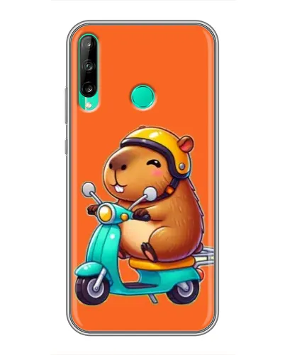 Чехол для Huawei P40 Lite e с картинкой «Капибара на скутере»