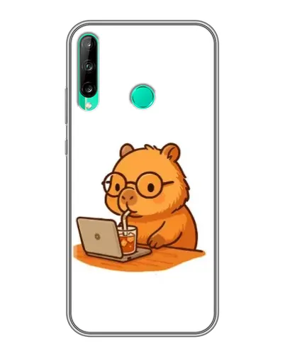 Чехол для Huawei P40 Lite e с картинкой «Капибара с ноутбуком»