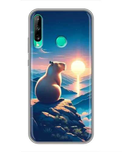Чехол для Huawei P40 Lite e с картинкой «Закат солнца с капибарой»
