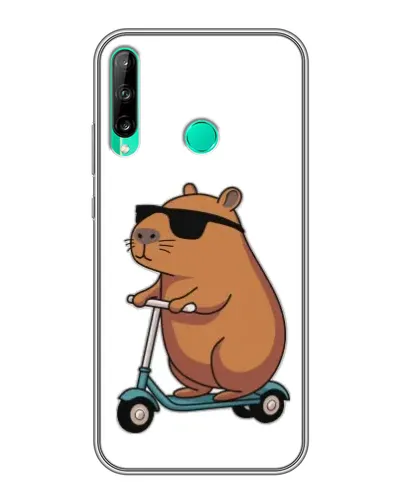 Чехол для Huawei P40 Lite e с картинкой «Капибара на самокате»