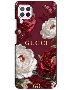 Чехол для Huawei P40 Lite с картинкой «Gucci — бордовые розы»
