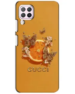 Чехол для Huawei P40 Lite с картинкой «Gucci — золотые бабочки»