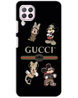 Чехол для Huawei P40 Lite с картинкой «Gucci — герои Disney и монограмма»