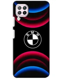 Чохол для Huawei P40 Lite з картинкою «Логотип BMW та неонові дуги»