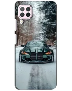 Чохол для Huawei P40 Lite з картинкою «BMW у зимовому лісі»
