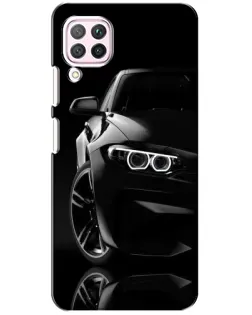 Чехол для Huawei P40 Lite с картинкой «Черная BMW — профиль»