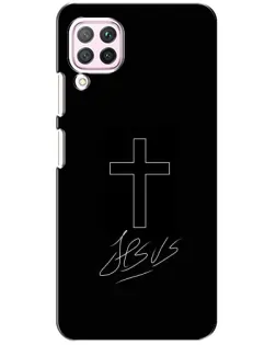 Чехол для Huawei P40 Lite с картинкой «Графический крест Jesus» Чехол для Huawei P40 Lite с картинкой «Графический крест Jesus»