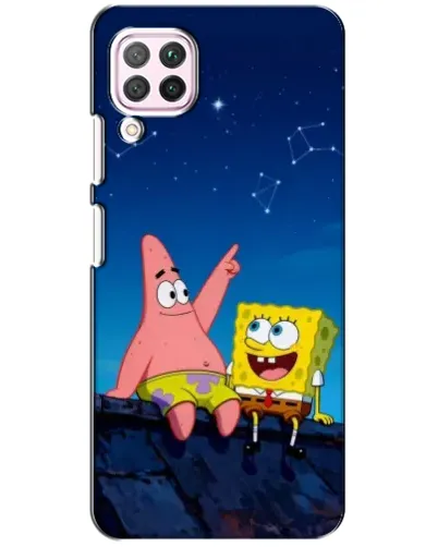 Чохол для Huawei P40 Lite з картинкою «Губка Боб та Патрік вночі»