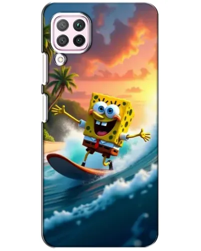Чохол для Huawei P40 Lite з картинкою «Губка Боб серфінгіст»