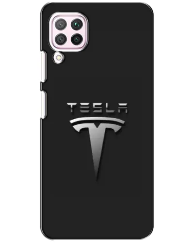 Чохол для Huawei P40 Lite з картинкою «Сталевий логотип Tesla»