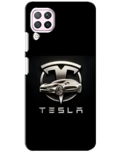 Чохол для Huawei P40 Lite з картинкою «Tesla — срібне авто»