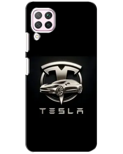 Чохол для Huawei P40 Lite з картинкою «Tesla — срібне авто»