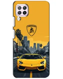 Чохол для Huawei P40 Lite з картинкою «Жовтий Lamborghini місто»
