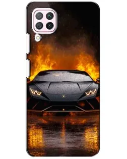 Чохол для Huawei P40 Lite з картинкою «Lamborghini у вогні»