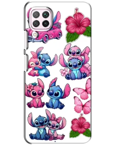 Чехол для Huawei P40 Lite с картинкой «Стикеры Stitch и Angel»