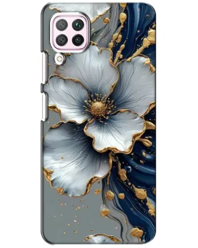 Чехол для Huawei P40 Lite с картинкой «Белый цветок и золотой флюид» Чехол для Huawei P40 Lite с картинкой «Белый цветок и золотой флюид»