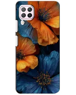 Чохол для Huawei P40 Lite з картинкою «Яскрава синьо-помаранчева флора»