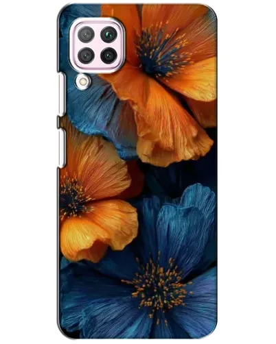 Чехол для Huawei P40 Lite с картинкой «Яркая сине-оранжевая флора» Чехол для Huawei P40 Lite с картинкой «Яркая сине-оранжевая флора»