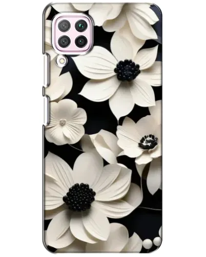Чехол для Huawei P40 Lite с картинкой «Объемные белые цветы»