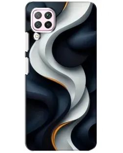 Чехол для Huawei P40 Lite с картинкой «Объемные черно-белые ленты»