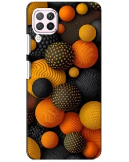 Чехол для Huawei P40 Lite с картинкой «Объемные оранжевые сферы»