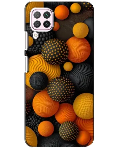 Чехол для Huawei P40 Lite с картинкой «Объемные оранжевые сферы»