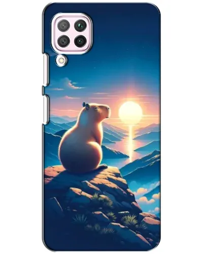 Чехол для Huawei P40 Lite с картинкой «Закат солнца с капибарой»