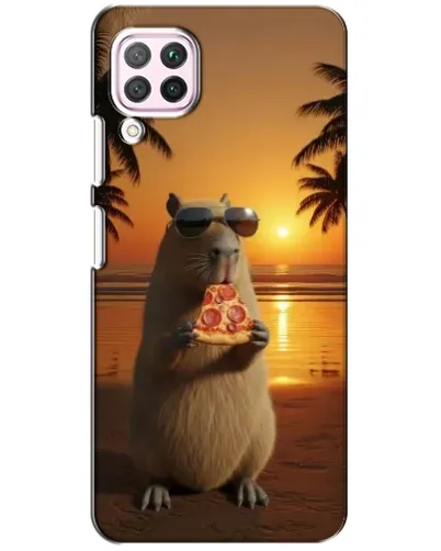 Чехол для Huawei P40 Lite с картинкой «Капибара с пиццей»