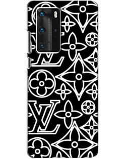 Чехол для Huawei P40 Pro с картинкой «Черно-белый узор LV»