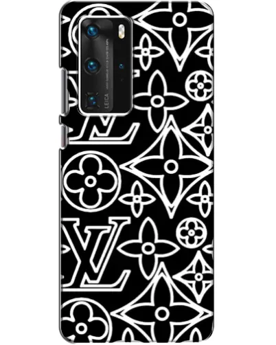 Чехол для Huawei P40 Pro с картинкой «Черно-белый узор LV»
