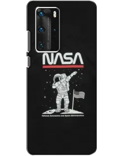 Чехол для Huawei P40 Pro с картинкой «NASA — шагаем по Луне»