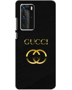 Чехол для Huawei P40 Pro с картинкой «Золотой логотип Gucci»
