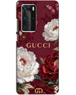 Чохол для Huawei P40 Pro з картинкою «Gucci — бордові троянди»